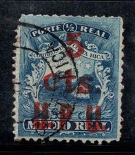 Costa Rica 1881 Michel 7 timbrato 40% stampa tipo II, 5 C stemma, UPU