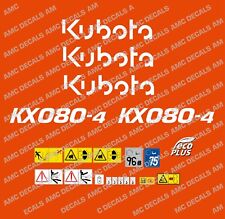 SET ADESIVI DECALCOMANIA MINI ESCAVATORE KUBOTA KX080-4 CON SEGNALI DI SICUREZZA