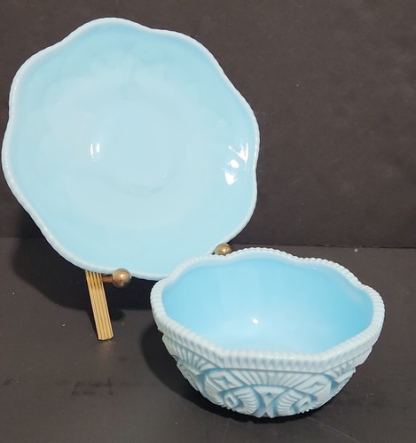 Piattino tazza vetro latte blu - vetro,
