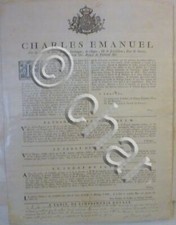 Documento Decreto Ordine Pubblico - Charles Emanuel Carlo Emanuele III 1761 ca.