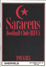 Saracens v Sheffield 20 ottobre 1984 Bramley Sports Ground, PROGRAMMA RUGBY