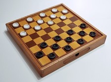 Scacchiera vintage in legno gioco da tavolo dama antica con pedine Cm 30 x 30