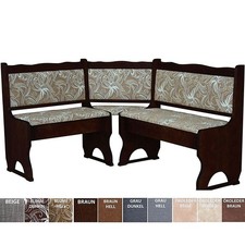 Panca angolare in legno di pino, colore noce con imbottitura, vari colori...