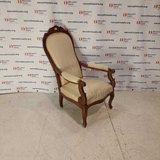 Poltrona Antica Stile Luigi Filippo Legno Intagliato Tessuto Italia Inizio 900