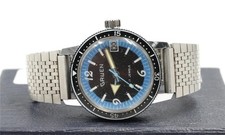 Orologio da polso uomo vintage Gruen 17J quadrante nero e blu data 33 mm misura media