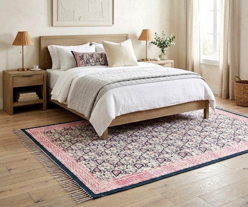 Tappeto runner rosa floreale