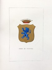 1882 ARALDICA STEMMA FAMIGLIA DEGLI ODDI PERUGIA Litografia 