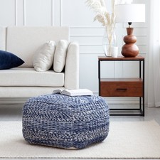 Navy & Ivory Pouf 22"x22"x16"
