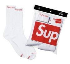 Supreme Hanes Crew Socks White