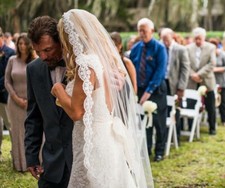 Velo da sposa lunghezza pavimento uno strato velo da sposa pizzo bianco avorio