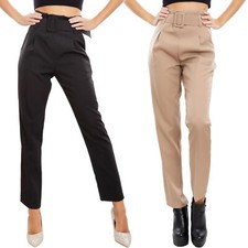 Pantaloni donna vita alta cintura pinces eleganti TOOCOOL VI-3698