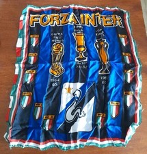 Vecchia bandiera originale raso F. C. INTERNAZIONALE FORZA INTER (anni 80) 