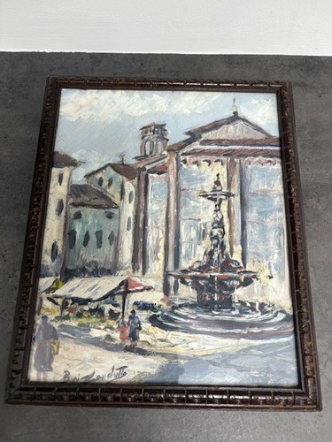 Quadro dipinto piazza chiesa - quadro,