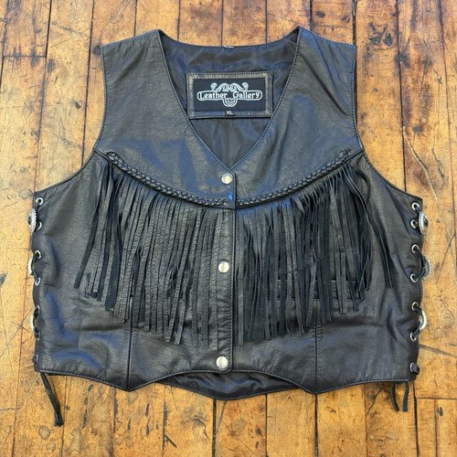 Gilet pelle vintage frange