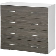 HOMCOM Cassettiera Moderna a 4 Cassetti in Legno 76x35x72cm Bianco e Grigio