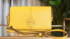 Borsa a tracolla Tory Burch in pelle gialla Mcgraw con logo e tracolla regolabile