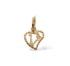 Ciondolo Pendente Cuore con numero 13 porta fortuna in oro giallo 18 KT 750