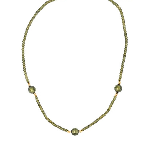 Collana pietre dure verdi oro - pietre,