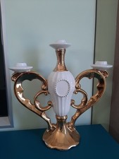 Candelabro Ceramica Bianca E Oro CAL LUCCA