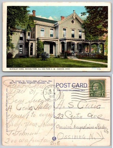 1933 cartolina mckinley home - 1933,