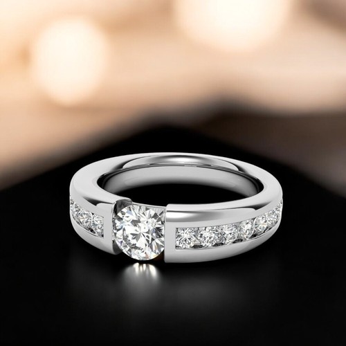 Anello uomo diamante - diamante, tondo