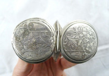 VINTAGE OROLOGIO DA TASCA ARGENTO DOPPIA CASSA PER RESTAURO REMONTOIR ANCRE