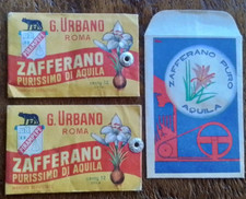 ZAFFERANO PURISSIMO DI AQUILA URBANO lotto 3 bustine d'epoca consorzio agrario
