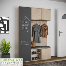 Mobile ingresso moderno STOCCOLMA rovere antracite con appendiabiti e scarpiera