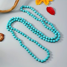 Collana Perline Turchese Lunga