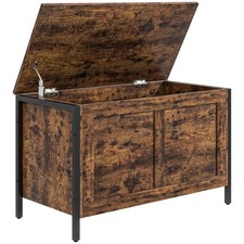 HOMCOM Panca Contenitore in Legno da 95L con Coperchio e Cerniera di Sicurezza