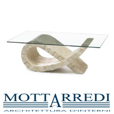 TAVOLINO CON BASE IN PIETRA FOSSILE STONES FIOCCO - Chiama x sconto