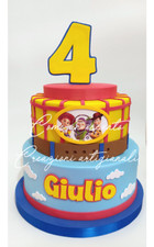 Torta scenografica finta compleanno multicolore toy story gomma eva 2 piani