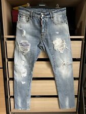 Jeans Uomo Dsquared2 Tg. 46 TIDY BIKER JEAN Strappi Lavaggio Chiaro Dsquared 2