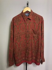 Abito camicia uomo Polo Ralph Lauren Marlowe Paisley Rayon rosso anni 90...