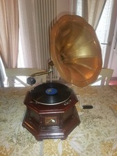 GRAMMOFONO ANTICO A TROMBA " His Master's Voice " FUNZIONANTE. 