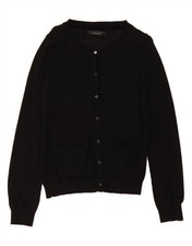 SIMONA BARBIERI maglione cardigan donna doppio set UK 12 medio nero lana DD23