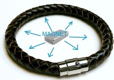 Bracciale Magnetico Pelle Magnetico Energia Bracciale Potere Salute Polsino Bio Inox