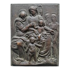 *HH* Scultura Religiosa Bassorilievo In Bronzo Benedetti Roma Madonna San Pietro