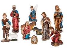 Set Statue Natività Presepe Completo 11 Pezzi in Poliresina 50 CM