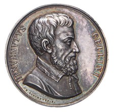 r76_441) Medaglia Benvenuto Cellini (1500-1571) Op: Girometti AG Ø 42 mm POSTUMA