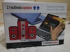 Casse per scrivania con bassi potenti YX-201, 3W*2, rosse, quasi nuove! 