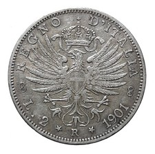 [NC] VITTORIO EMANUELE III 2 LIRE AQUILA ARALDICA 1901 - BB/SPL - R2!!! (nc8451)