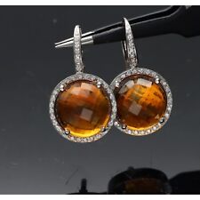 ORECCHINI CON QUARZO CITRINO E BRILLANTI IN ORO 750/1000.