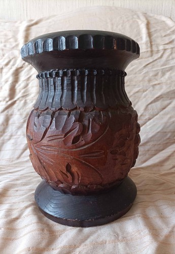 Vaso legno intarsiato - vaso,