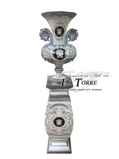 Colonna capitello alzatina ceramica Dea Medusa bianco e argento portaoggetti por