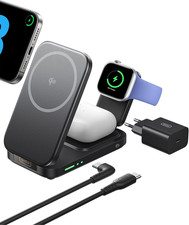 3 in 1 Caricatore Wireless Iphone, 15W Certificato Qi2 Caricabatterie Magnetico,