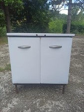 mobiletto vintage bianco smaltato per cucina o bagno con apertura dall'alto 