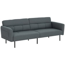 HOMCOM Divano Letto Effetto Lino con Schienale Regolabile su 3 Livelli Grigio