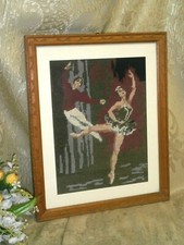ANNI 60 QUADRO MEZZO PUNTO BALLERINA COPPIA CON CORNICE CM 32X26 RICAMO