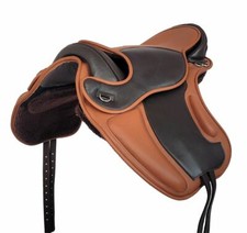 Treeless Dressage Saddle LEEDS vacchetta NUOVO Brown / Tan